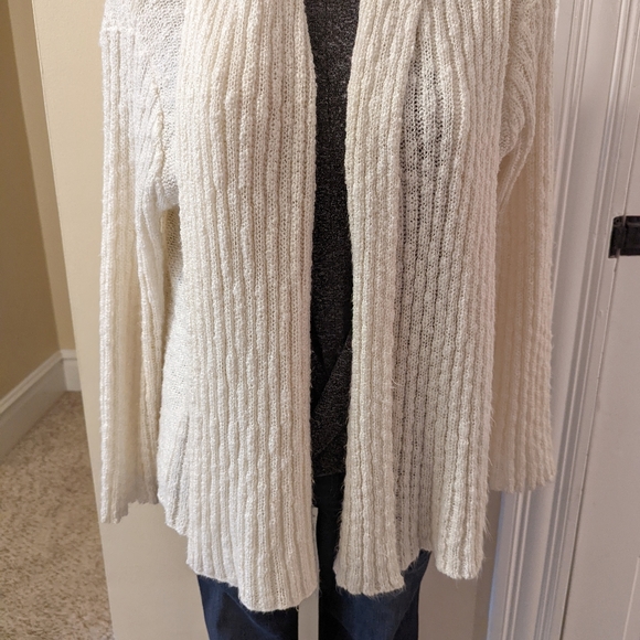 Mode de Paris by saga cream open front cardigan w/ oversized drap detail size M - Picture 5 of 8